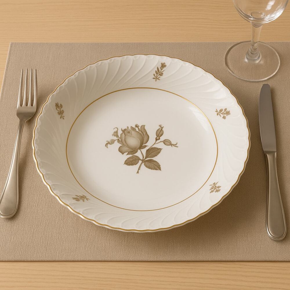 Vintage Königl.‎ pr. Tettau Bavaria Serving Bowl 9" Gold Trim Floral Konigl